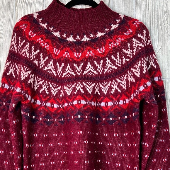 American Eagle Wool Blend Mock Neck Fair Isle Sweater Size Large - Picture 2 of 15